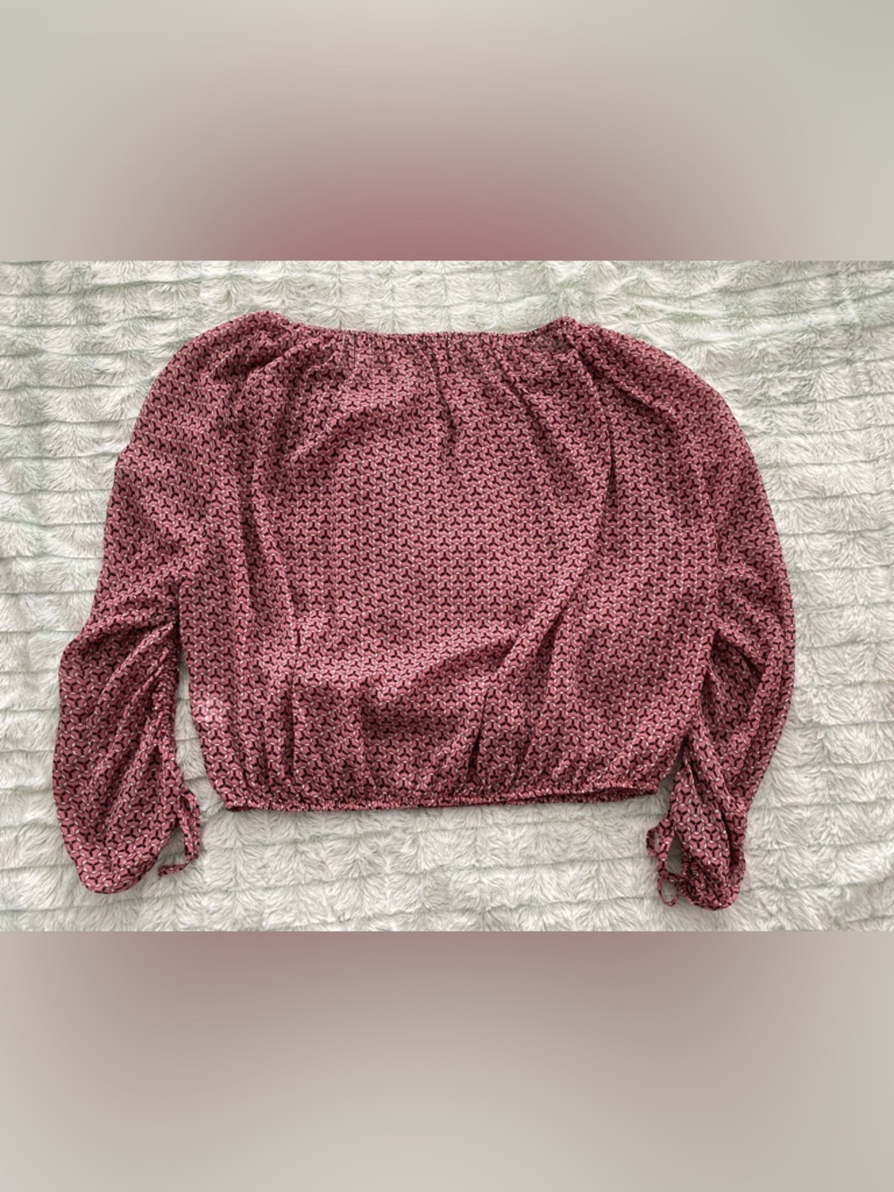 Octavia Pink Geometric Print Long-Sleeve Blouse — Small - Picture 6 of 7